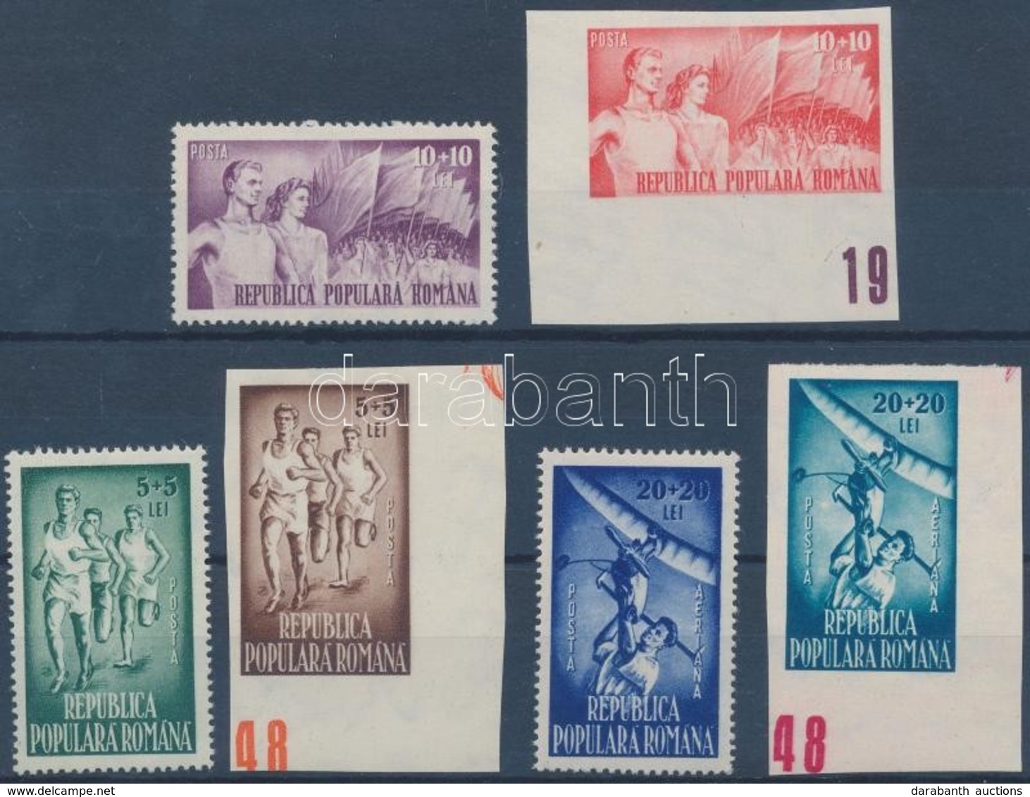 ** 1948 Sport Sor (közte ívsarki Vágott Bélyegek) Mi 1171-1176 - Autres & Non Classés