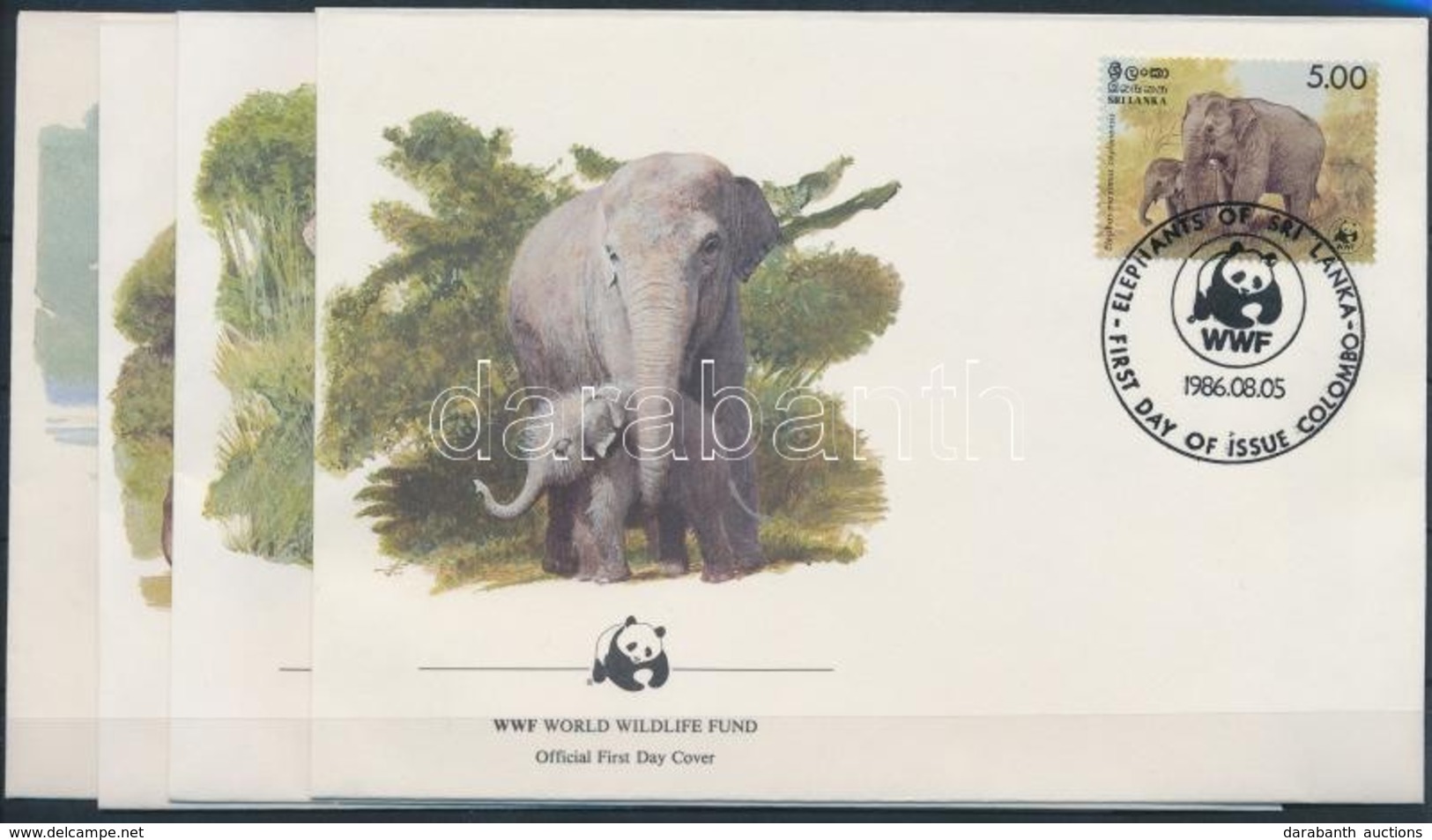 1986 WWF: Elefánt Négyescsík Mi 753-756 4 Db FDC-n - Andere & Zonder Classificatie