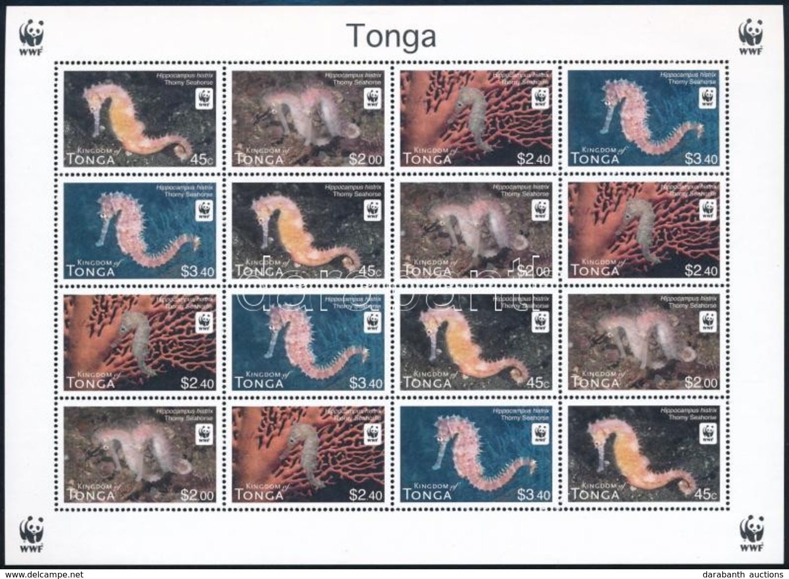 ** 2012 WWF Csikóhalak 4 Sort Tartalmazó Kisív Mi 1768 - 1771 - Autres & Non Classés