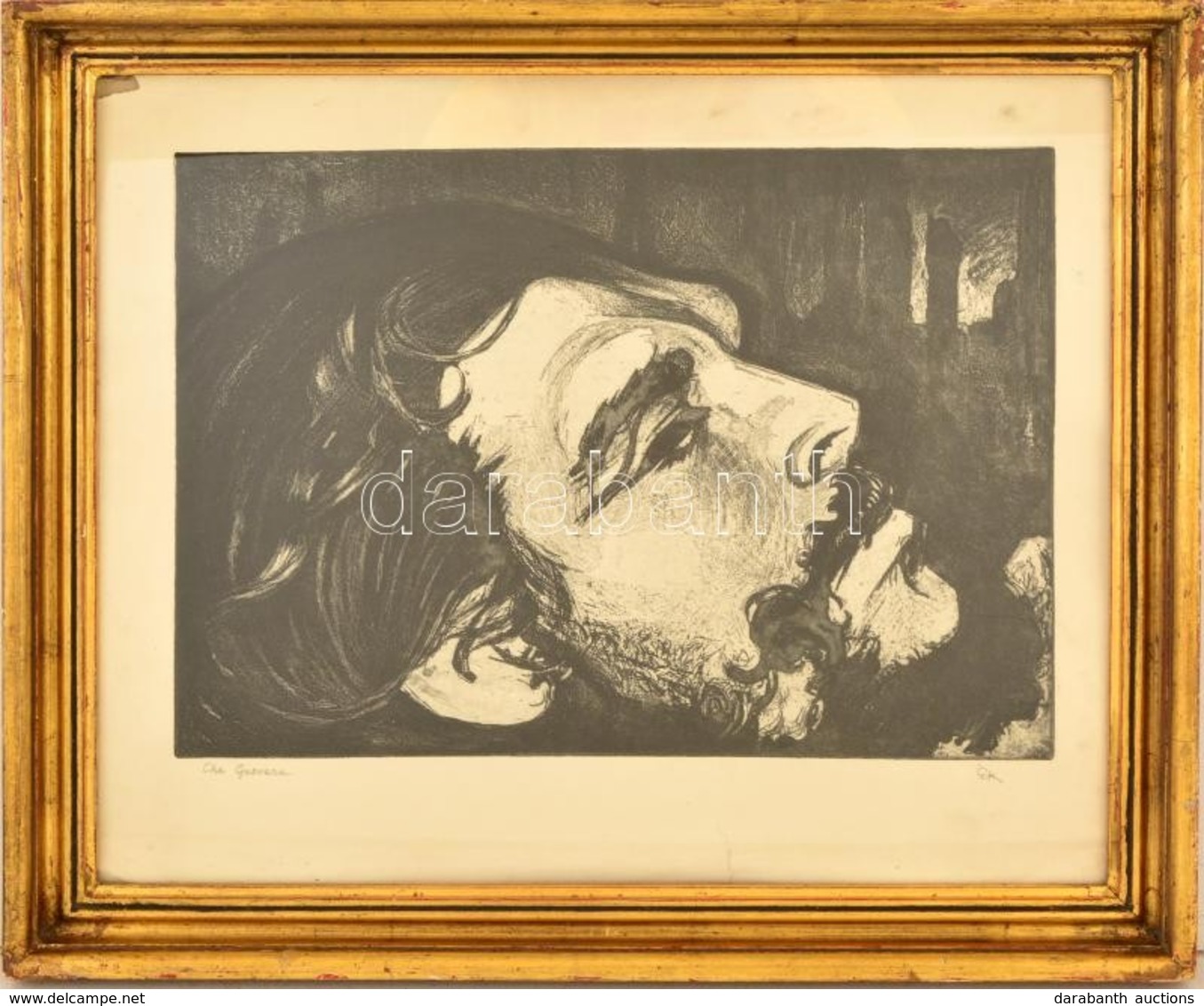 Ék Sándor (1902-1975): Che Guevara. Foltmaratás, Papír, Jelzett, üvegezett Keretben, 29×43 Cm - Other & Unclassified