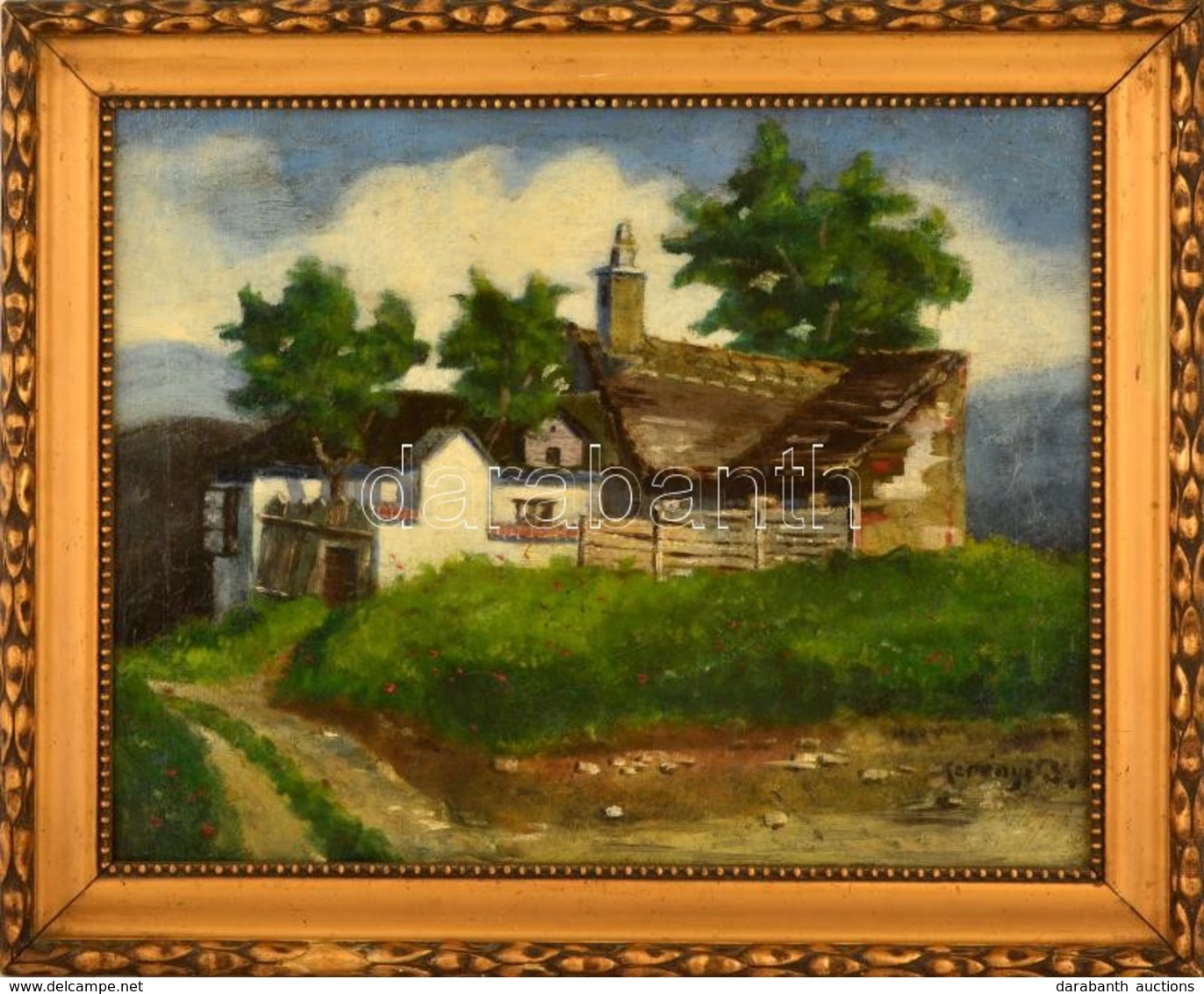 Kerényi Jelzéssel: Ház A Dombtetőn. Olaj, Vászon, Keretben, 42×54 Cm - Andere & Zonder Classificatie