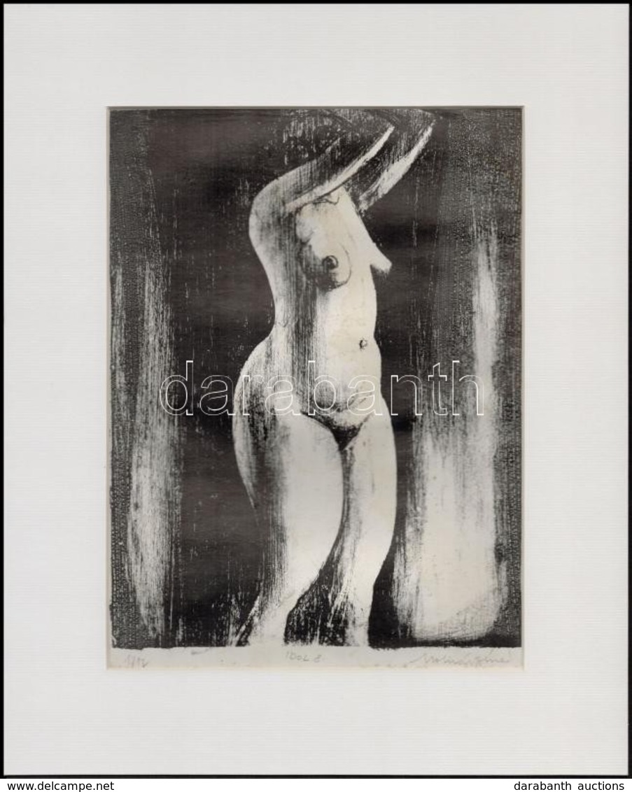 Molnár Dénes (1947-2000): Idol 8., Litho, Papír, Jelzett, Számozott (1/12), Paszpartuban, 26×19 Cm - Andere & Zonder Classificatie