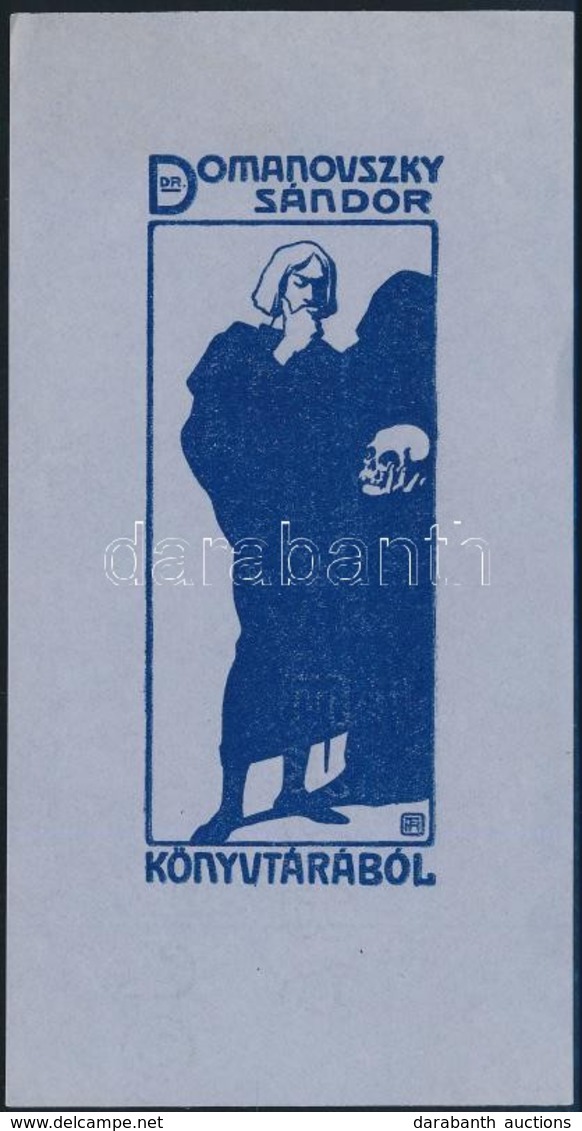 Helbing Ferenc (1870-1958): Dr. Domanovszky Sándor Könyvtárából, Ex Libris, Klisé, Papír, Jelzett A Klisén, 15×8 Cm - Sonstige & Ohne Zuordnung