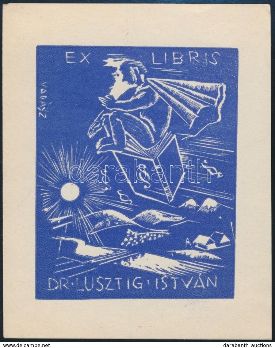 Vadász Endre (1901-1944): Ex Libris Lusztig István. Linó, Papír, Jelzett A Dúcon, 8,5×6,5 Cm - Andere & Zonder Classificatie