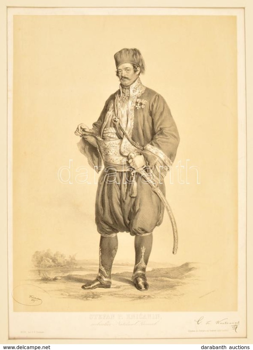 1849 Stevan Petrović Knićanin (1807-1855) Szerb Politikus, Katonatiszt. Az 1848-49-es Forradalom és Szabadságharc Ellen  - Stiche & Gravuren