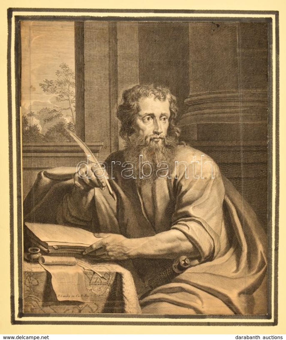 Cca 1680 Pierre Landry (1630?-1701): Író Férfi. Rézmetszet.  31x38 Cm - Estampes & Gravures