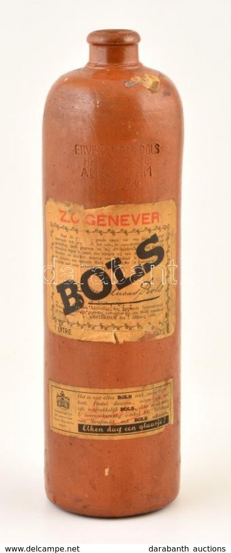 Cca 1900 Amsterdam, Erven Lucas Bols Gin Kerámia Palack, Kopott, M: 29 Cm - Andere & Zonder Classificatie