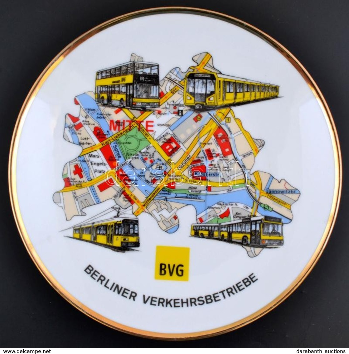 Berliner Verkehrsbetriebe - BVG Porcelán Tál, Matricás, Jelzés Nélkül, D: 24 Cm - Autres & Non Classés