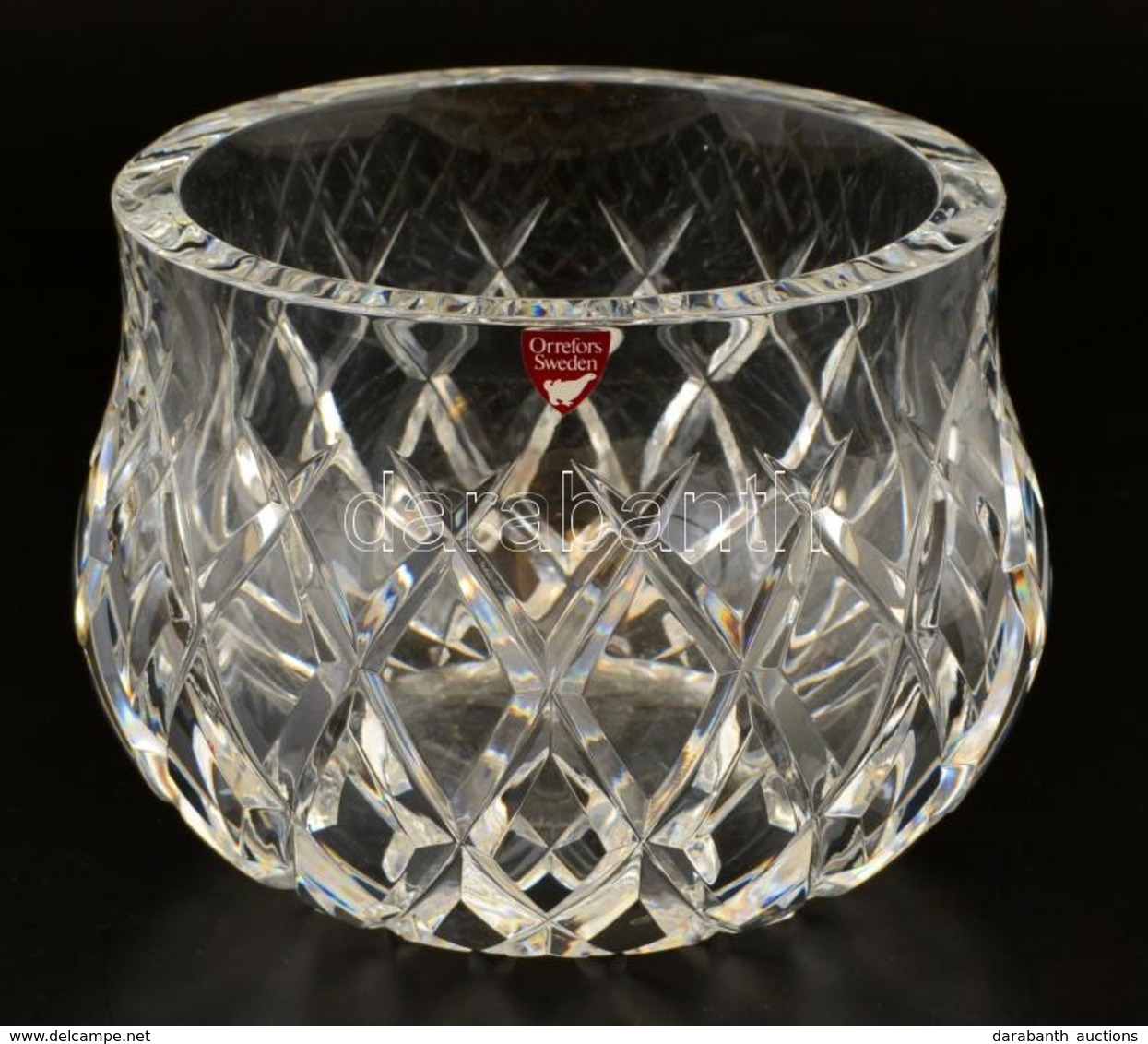 Orrfefors ólomkristály Tál, Hibátlan, Jelzett, Eredeti Dobozában, D: 13,5 Cm, M:10 Cm - Verre & Cristal