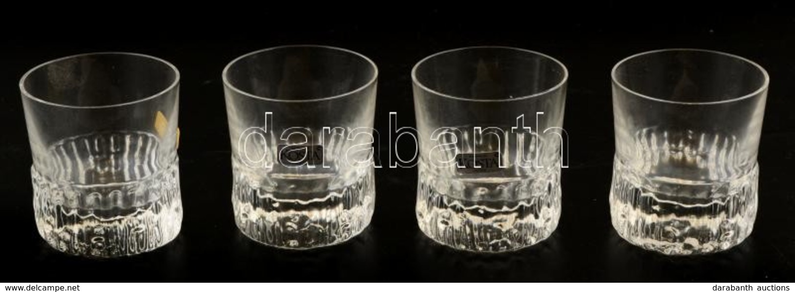 Kosta Kurik  Pohár ( 4db), Jelzett, Eredeti Dobozában, Hibátlan, M: 6,5 Cm (4×) - Glass & Crystal