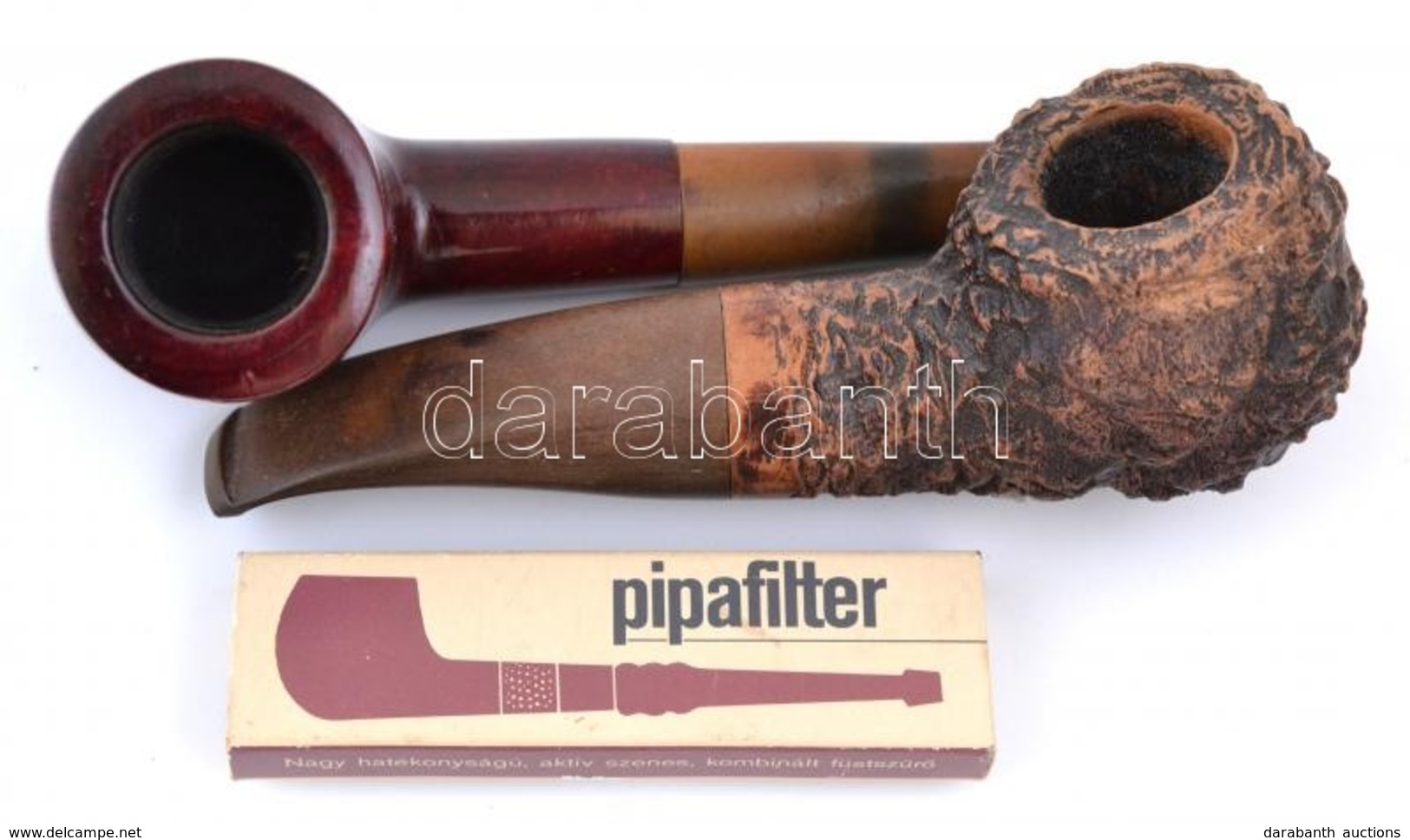 2 Db Jelzett Pipa(Old River, Real Briar), Pipatömővel, H: 13 és 14 Cm - Andere & Zonder Classificatie