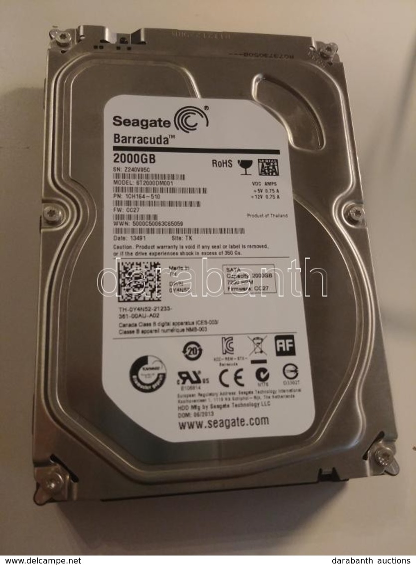 Seagate Barracuda 2000Gb / 2TB SATA 7200rpm 64MB Cache Merevlemez.
13500 órás Futásidő.
HD Sentinel 100/100 % - Andere & Zonder Classificatie