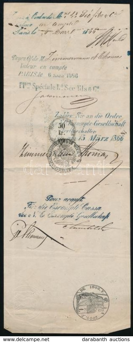 1866 Váltó 50kr Okmánybélyeggel és 1F Szignettával - Unclassified