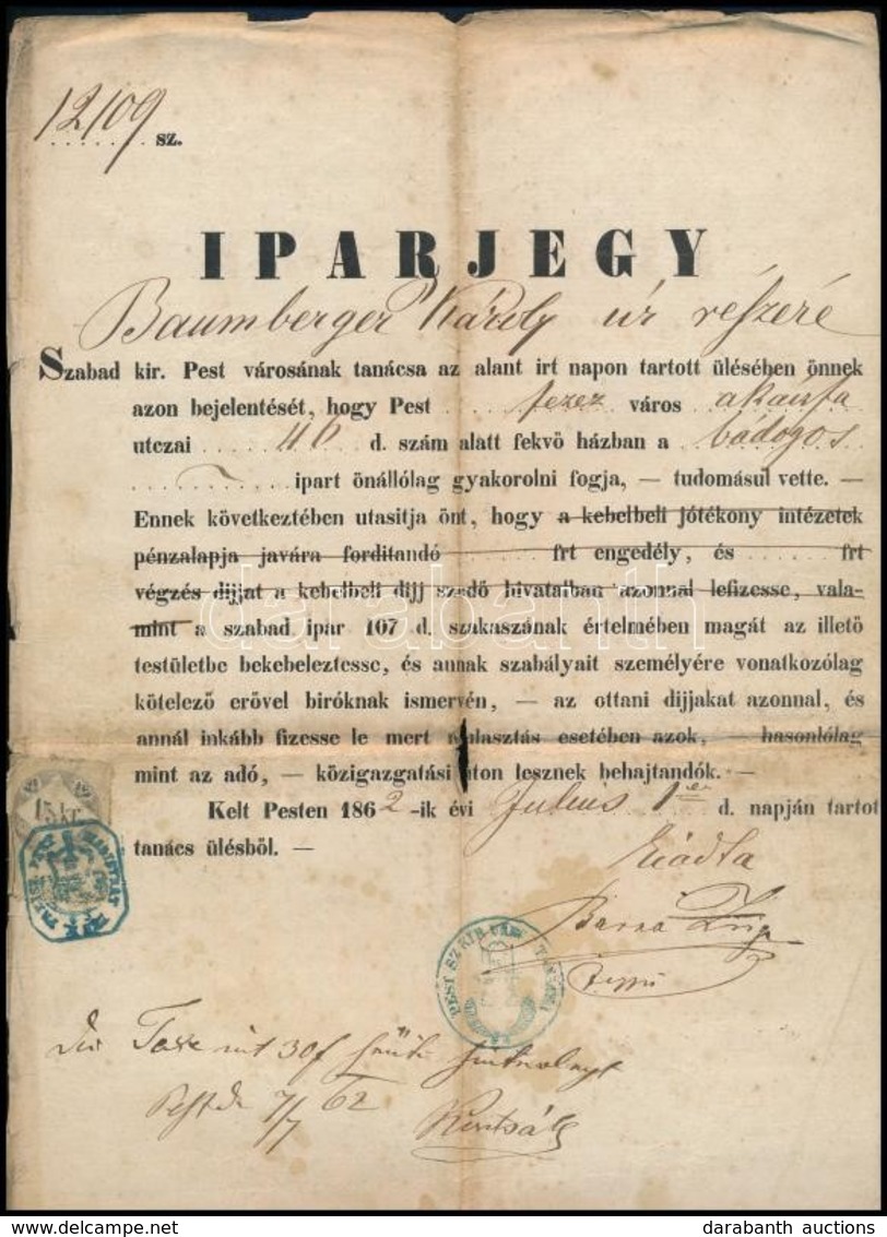 1862 Iparjegy Bp. Akácfa Utcai Bádogos Részére - Unclassified