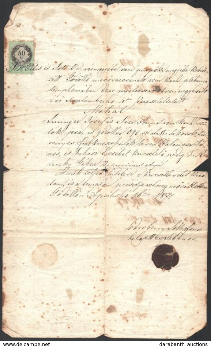 1871-1875 Gödöllő, 1 Db Keresztelési Anyakönyvi Kivonat, Okmánybélyeggel, Rányomott Viaszpecséttel + 1 Db Igazolás - Unclassified