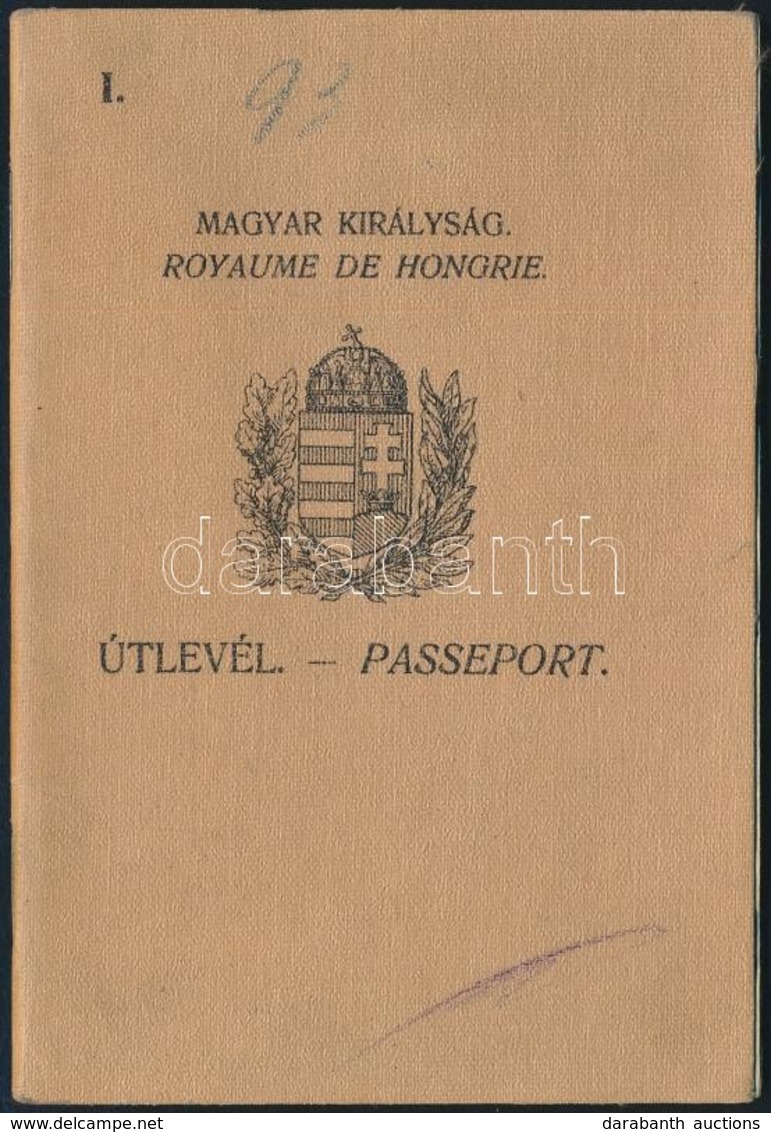 1930-1940 A Magyar Királyság Fényképes útlevele, Csehszlovák Bejegyzéekkel - Zonder Classificatie