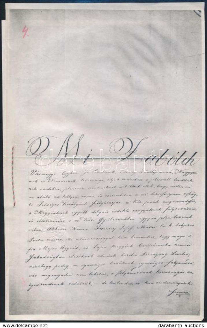 1944 Szabolcs Vármegye Közgyűlésének 1841. évi Nemességmegerősítési Okleveléről Készült Hiteles Másolat, Somogyi Béla Bu - Unclassified