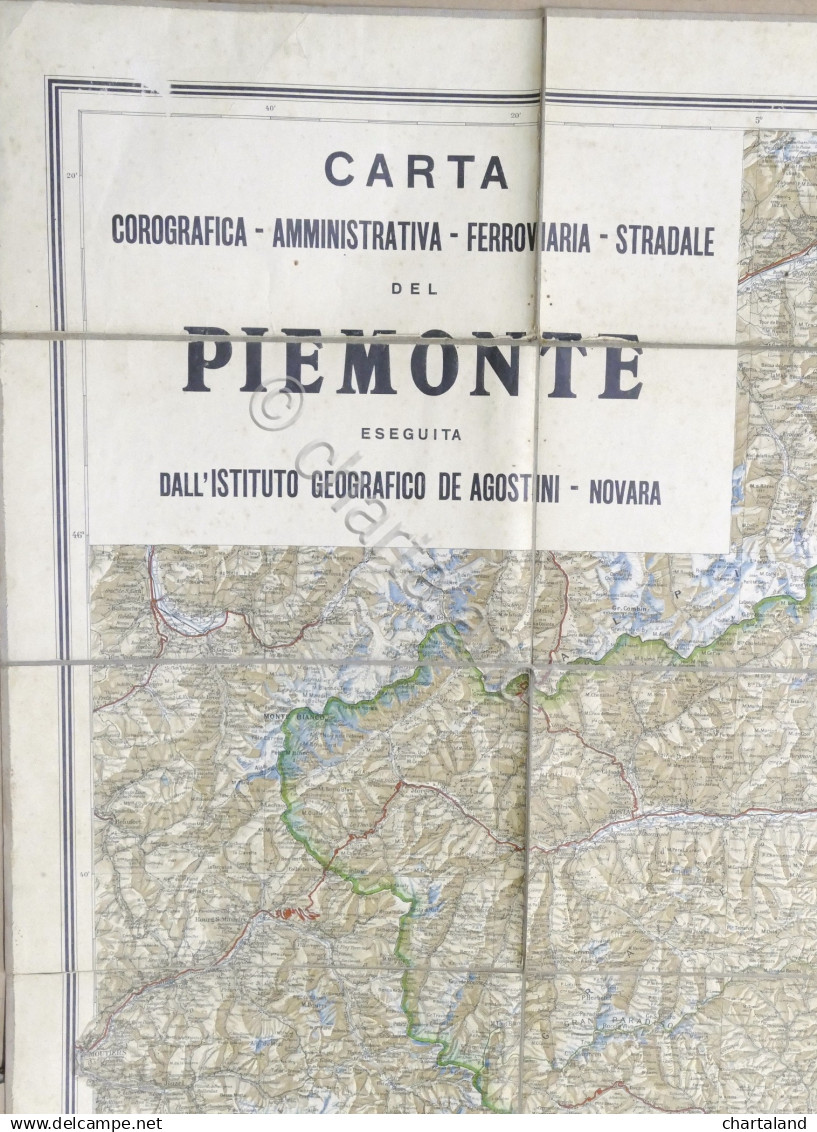 Carta Corografica Amministrativa Stradale Piemonte - De Agostini - Primo '900 - Altri & Non Classificati