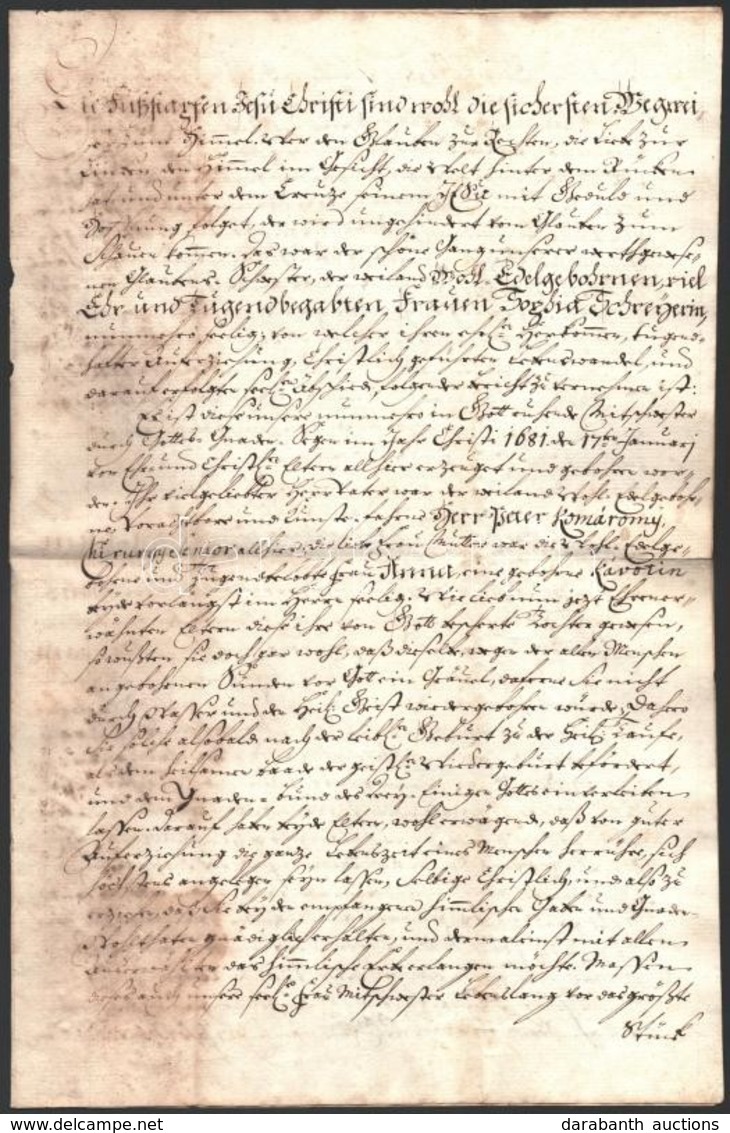 1765 Kézzel írott, Német Nyelvű Gyászbeszéd Schreyer Zsófia Fölött, Kissé Foltos, 4 P. - Non Classés