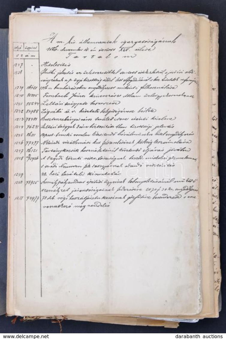 1886 A Magyar Királyi Államvasutak Igazgatósági üléseinek Jegyzőkönyvei. Összesen 20 ülési Jegyzőkönyv, Az Igazgatóság Ü - Unclassified