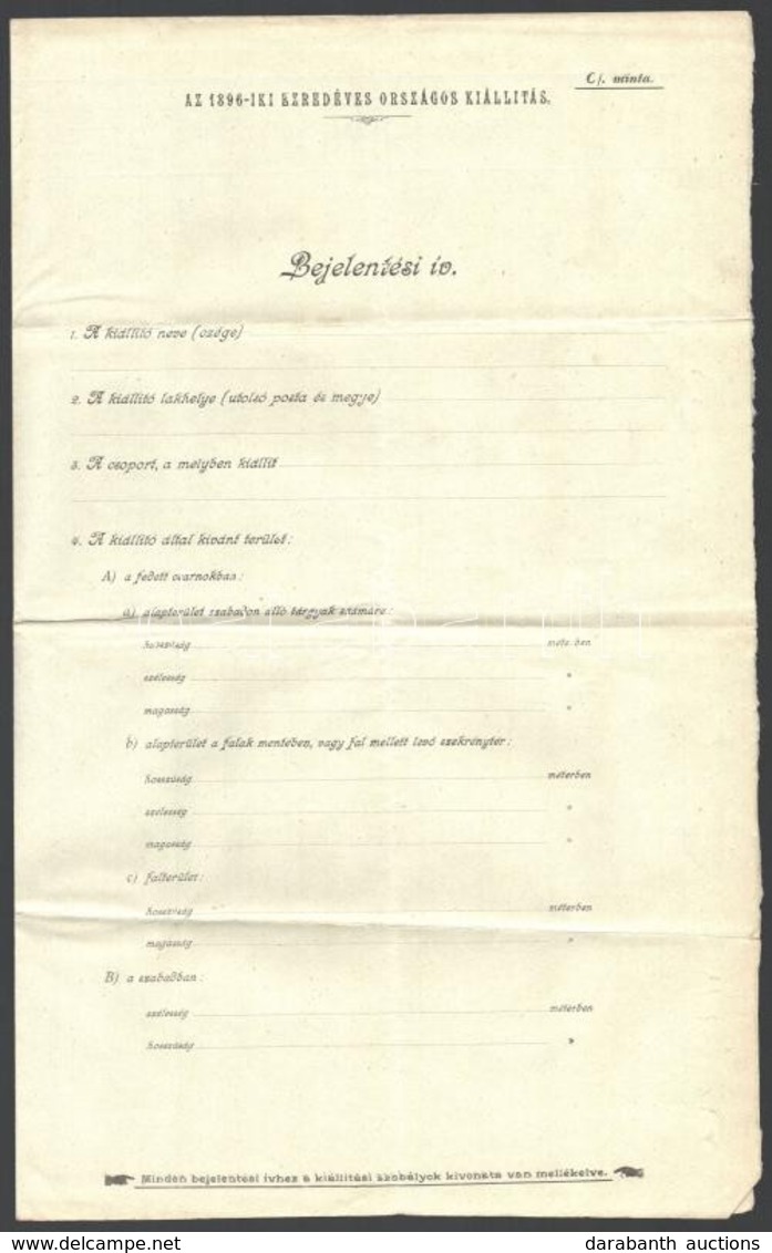 1896 Kivonat Az 1896-iki Ezredéves Oroszágos Kiállítás Szabályzatából 4p + Bejelentési ív A Kiállításra A Kiállítók Rész - Sin Clasificación