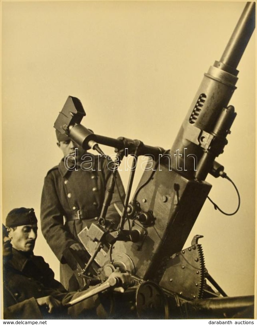 1944 Danassy Károly (1904-1996) Budapesti Fotóművész Hagyatékából Jelzés Nélküli, Vintage Fotó Légvédelmi ütegről, 29,5x - Andere & Zonder Classificatie