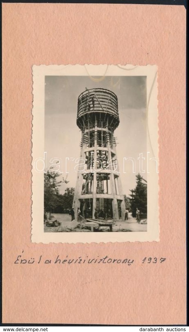 1937 Hévíz, Víztorony, Fotó Papírlapra Ragasztva, Feliratozva, 8×6 Cm - Sonstige & Ohne Zuordnung