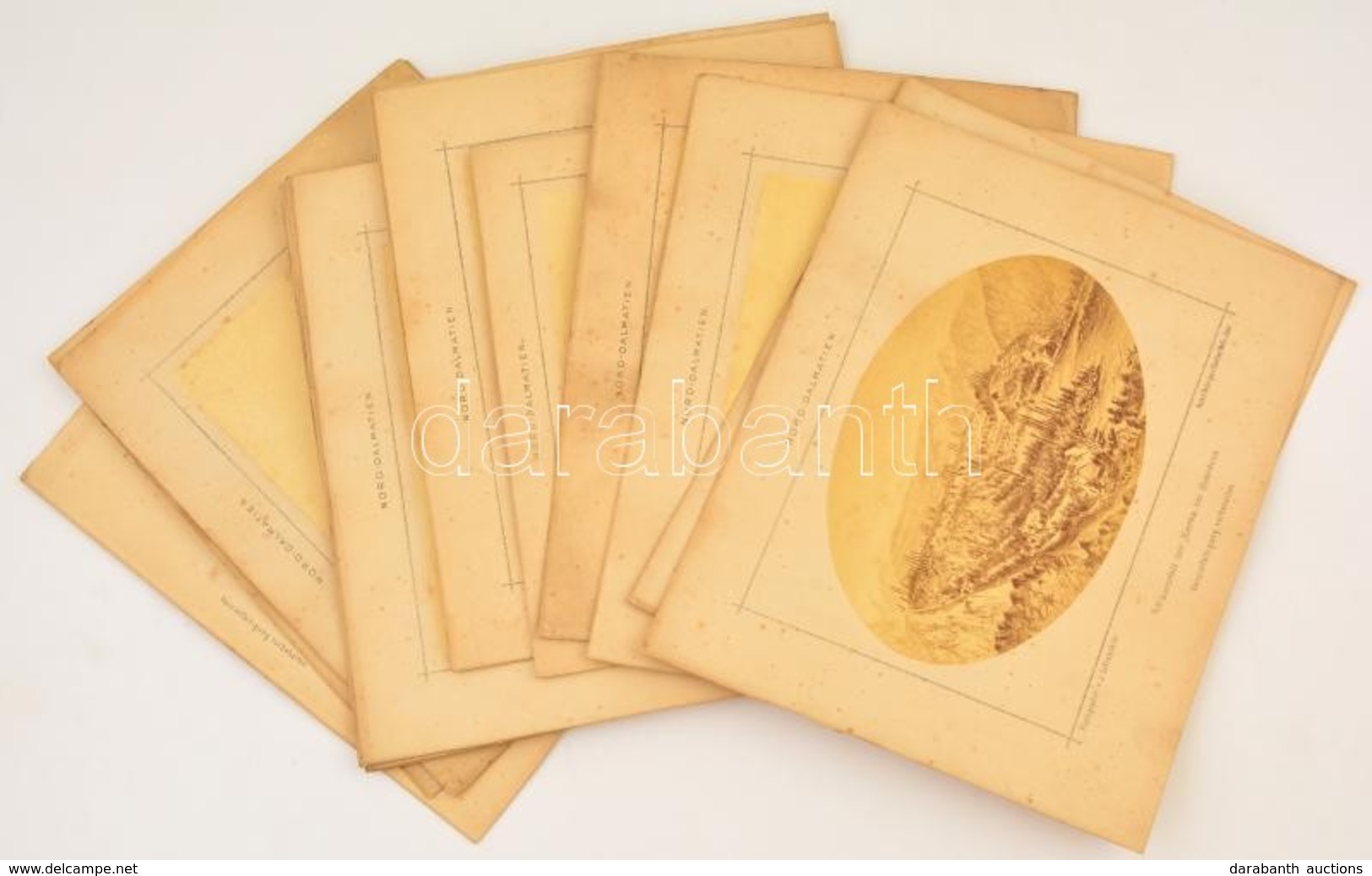 Cca 1860 Észak-dalmáciai Tájképek, Rajzok Nyomán Készült Fotók, Lafranchini Műterméből, 14 Db, 23×29 Cm - Other & Unclassified
