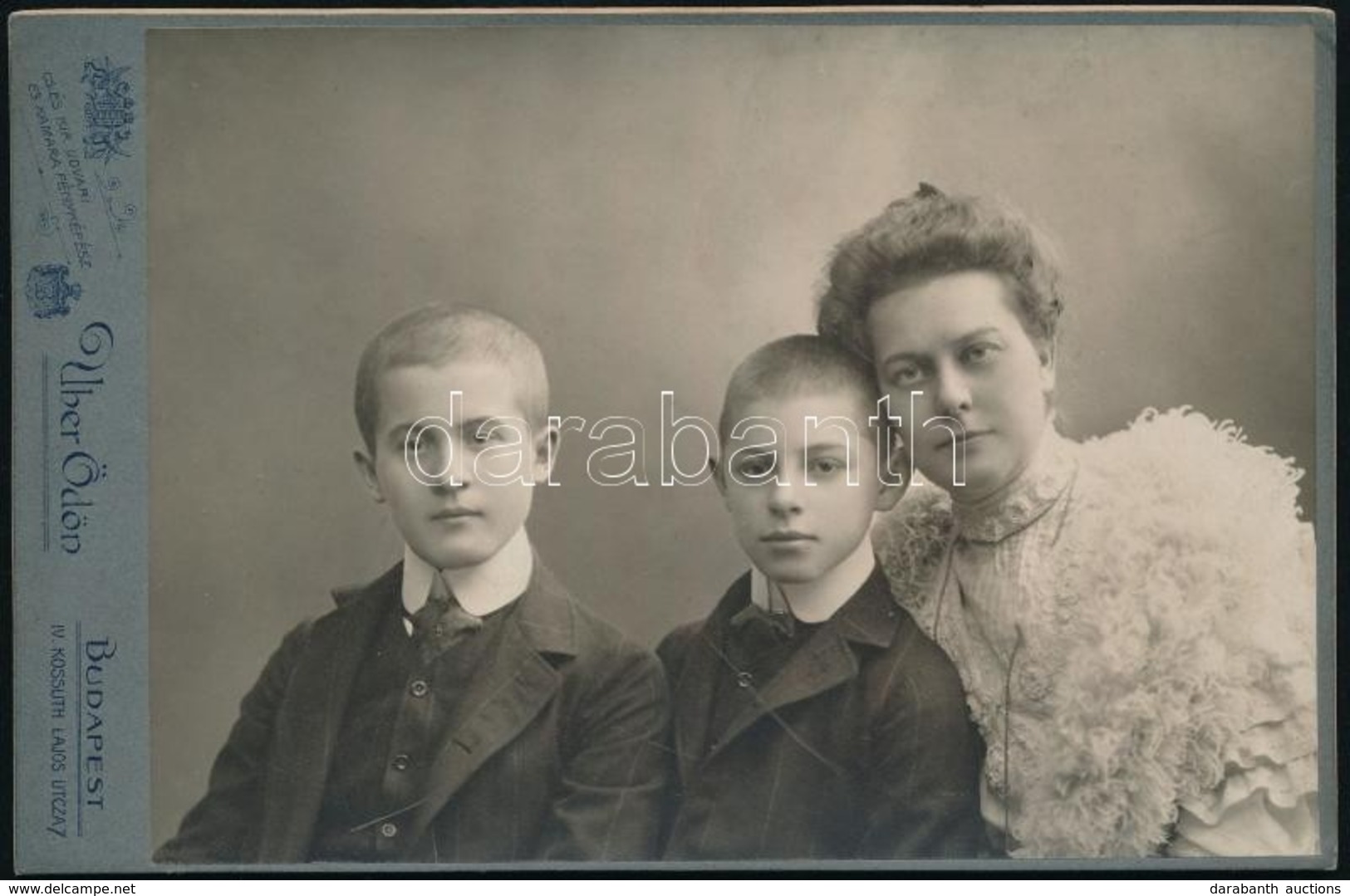 Cca 1920 Anya Két Gyermekével Uher Ödön Fotója 11x16,5 Cm - Andere & Zonder Classificatie