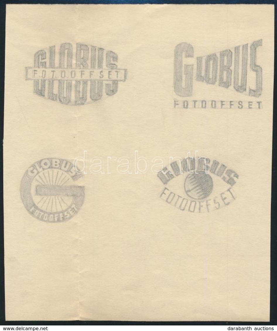 Cca 1930 A Globus Nyomda Foto Globus Offset Embléma Ceruzás Tervei - Publicités