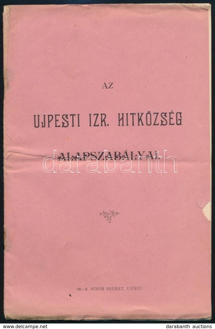 1891 Az Ujpesti Izraelita Hitközség Alapszabályai 14p. - Andere & Zonder Classificatie