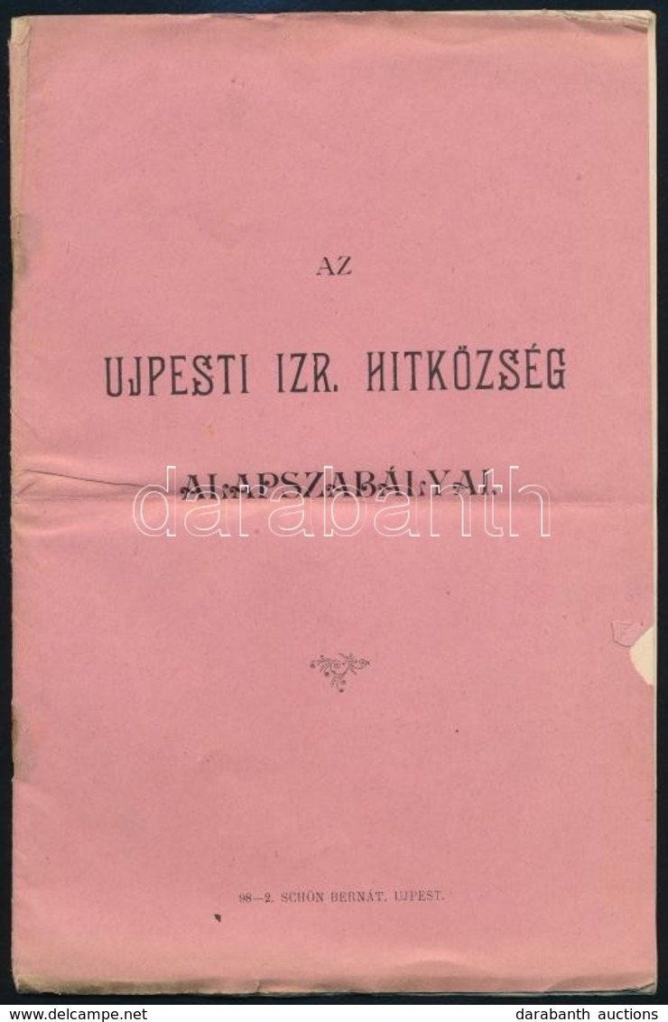 1891 Az Ujpesti Izraelita Hitközség Alapszabályai 14p. - Otros & Sin Clasificación