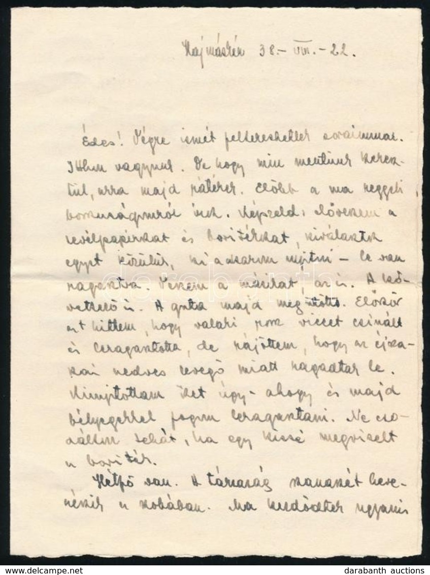 1938 Major József (tizedes, Hajmáskér, I. Mérőszázad), Augusztus Végi Levele Hajmáskérről, Melyben Beszámol A Felvidéki  - Otros & Sin Clasificación