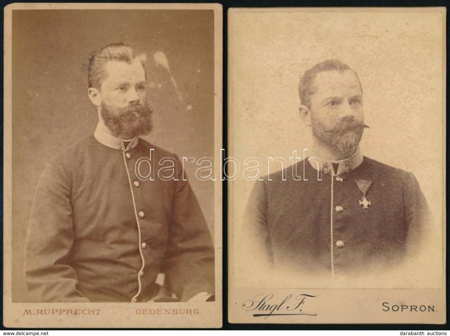 Cca 1900 Katonai Műtermi Portrék, 6 Db, 21×10 és 16×8 Cm Közötti Méretekben - Other & Unclassified