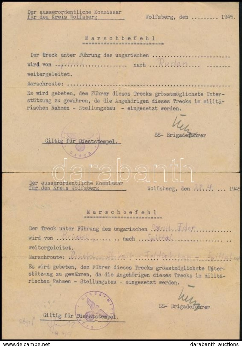 1945 2 Db Német Birodalmi Bélyegzős Menetparancs - Other & Unclassified