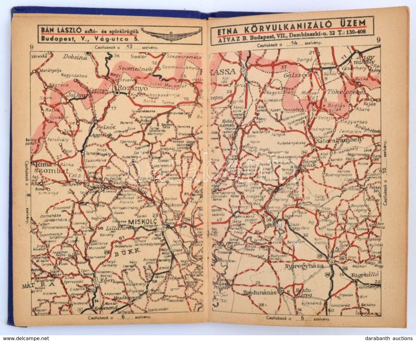 1939 Magyarország új Autótérképe. Egészvászon Kötésben. - Andere & Zonder Classificatie