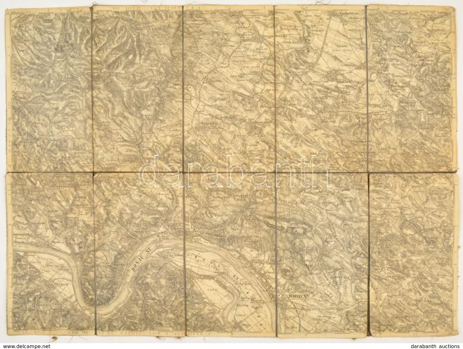 Cca 1910 2 Db Térkép: A Pilis (kis Szakadásokkal), Nógrád és Vác (vászon) 40x42 Cm - Otros & Sin Clasificación