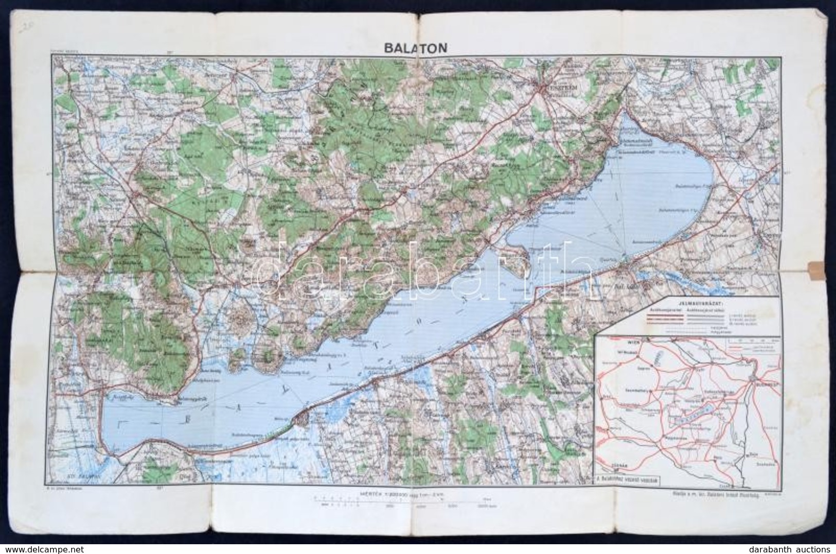 Cca 1930 Balaton és Az Oda Vezető Vasutak Térképe 42x26 Cm - Otros & Sin Clasificación