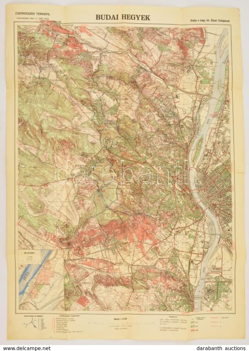 Cca 1930 Budai Hegyek, Cserkészek Térképe, Cserkész Adatokkal Ellátta: Dr. Temesi Győző. Bp., M. Kir. Állami Térképészet - Other & Unclassified