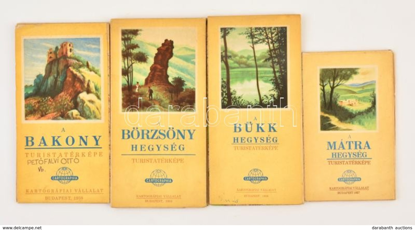 1957-1958 4 Db Turistatérkép (Börzsöny, Bükk, Bakony, Mátra.)  Bp.,1958, Kartográfia, 81x52 Cmx2, 58x91 Cm, 48x67 Cm - Sonstige & Ohne Zuordnung