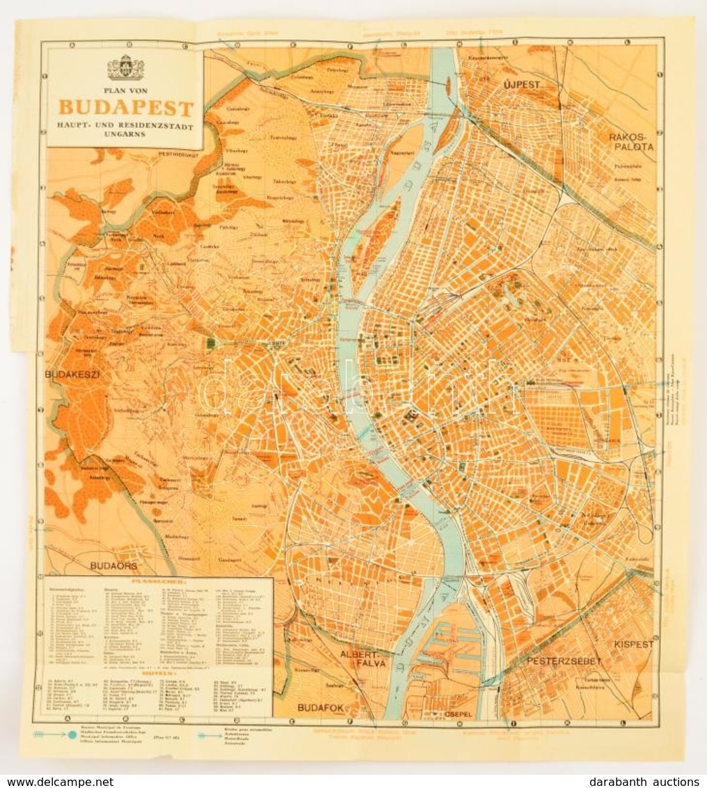 Plan Von Budapest Haupt- Und Residenzstadt Ungarns, Térképmelléklet, 49×44 Cm - Sonstige & Ohne Zuordnung