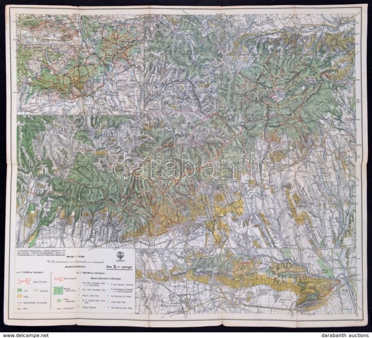 1929 A Mecsek-hegység, Kirándulók Térképe 20/a, Kiadja: Magyar Királyi Állami Térképészet, 48×55 Cm - Sonstige & Ohne Zuordnung