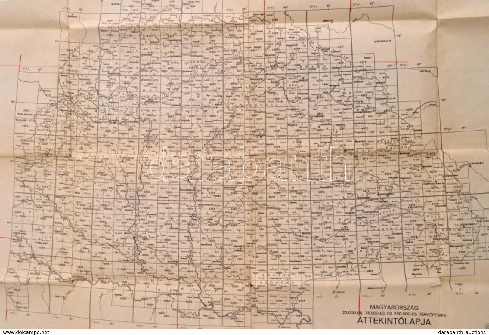 Cca 1930 Magyarország 25000, 75 000, és 200000-es Térképeinek áttekintő Lapja 48x34 Cm - Andere & Zonder Classificatie