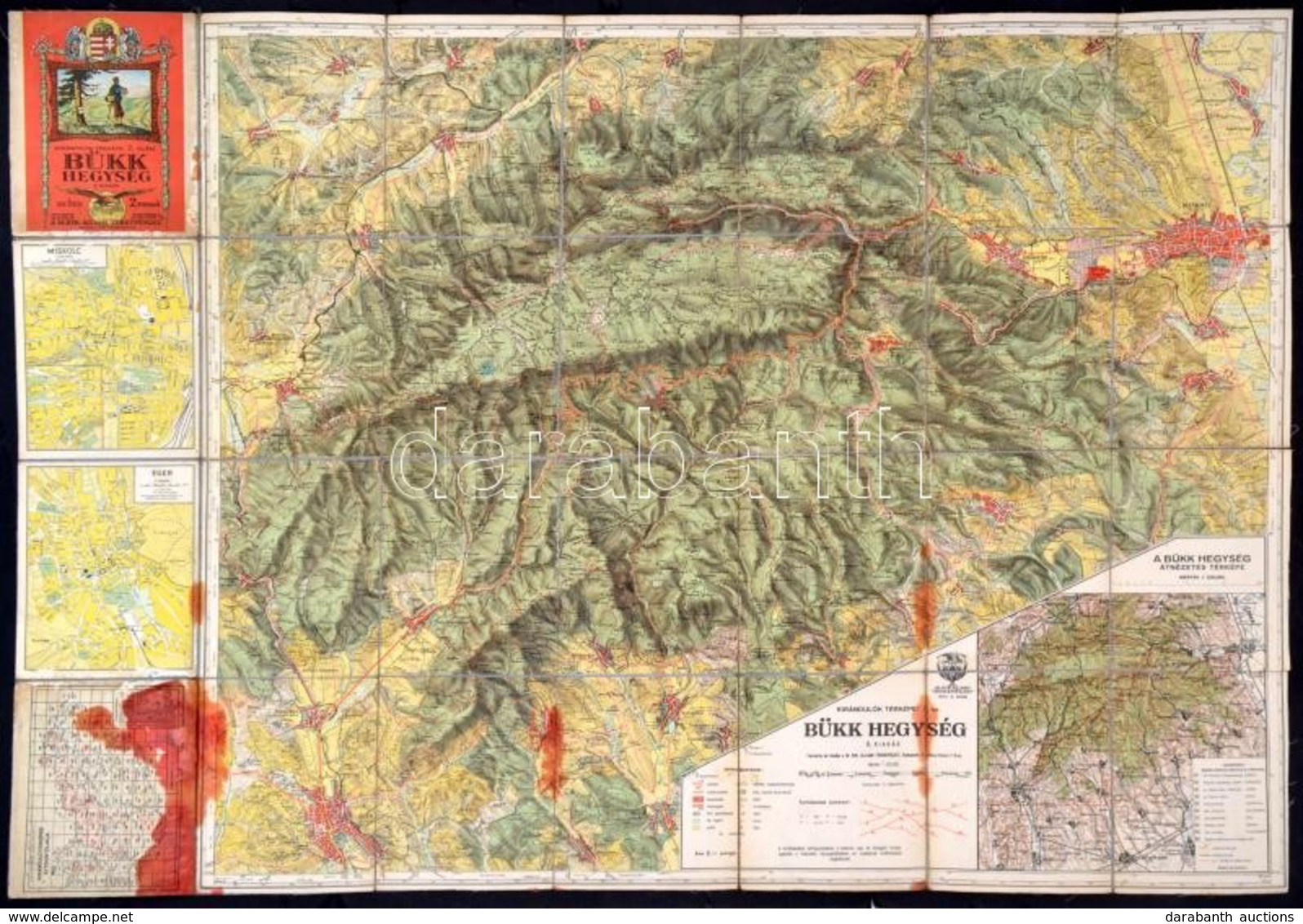 1930 A Bükk-hegység, Kirándulók Térképe 7. Sz., Vászontérkép, Kiadja: M. Kir. Állami Térképészet, 88×66 Cm - Autres & Non Classés