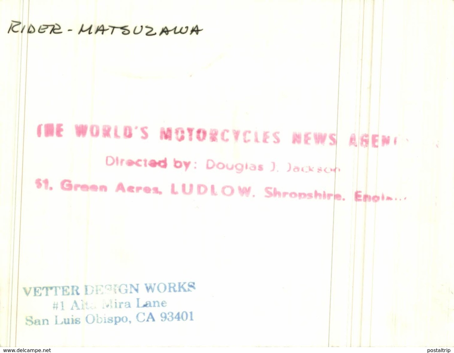 RIDER MATSUZAWA EGG H.R.A. AFTER WORKSPECIAL 8*12cm+- Moto MOTOCROSS MOTORCYCLE Douglas J Jackson Archive Of Motorcycles - Otros & Sin Clasificación
