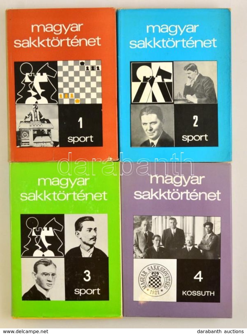 Magyar Sakktörténet 1-4. Kötet. (Teljes!) Szerk.: Barcza Gedeon, Földeák Árpád. Bp., 1975-1989, Sport. Kiadói Egészvászo - Non Classés