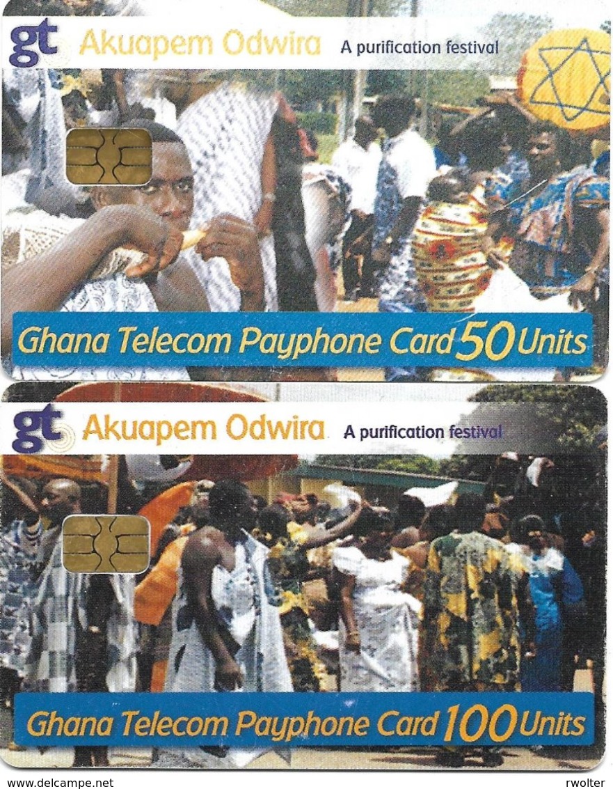 @+ Lot De 2 Cartes Du Ghana à Puce - Akuapem Odwira - Ghana