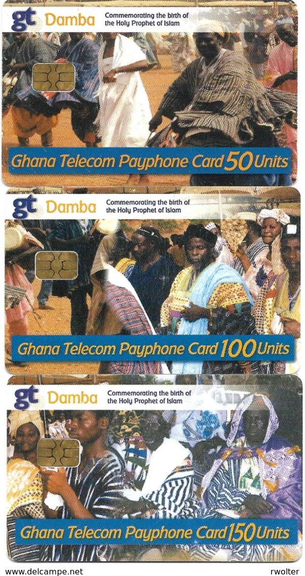 @+ Lot De 3 Cartes Du Ghana à Puce - Damba - Ghana