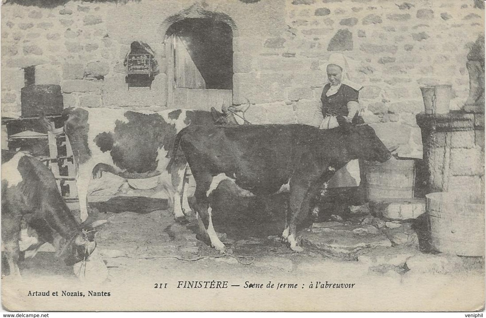 FINISTERE - SCENE DE FERME - A L'ABREUVOIR -  ANNEE 1916 - Boerderijen