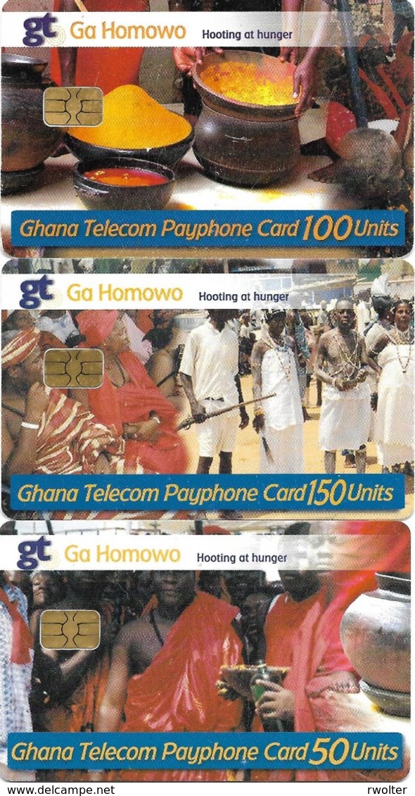 @+ Lot De 3 Cartes Du Ghana à Puce - Ga Homowo - Ghana